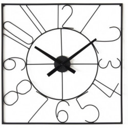 Horloge carré en métal - Alban - L 60 x l 60 cm - Noir