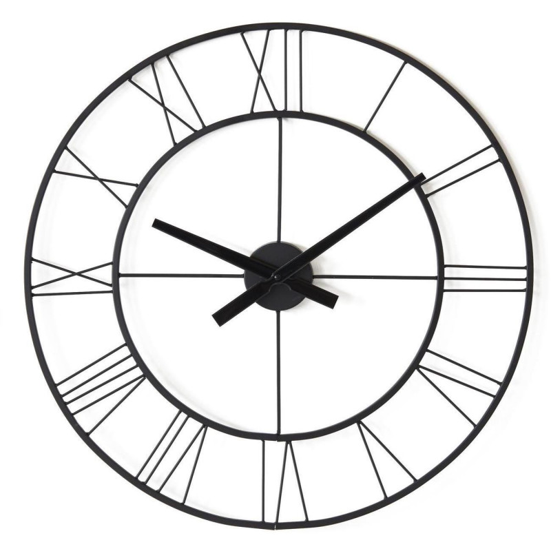 Horloge ronde en métal - Charles - D 60 cm - Noir