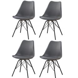 Lot de 4 chaises coques - Newman - L 49,5 x l 57,5 x H 84,5 cm - Gris