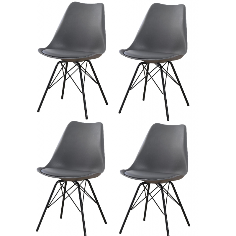 Lot de 4 chaises coques - Newman - L 49,5 x l 57,5 x H 84,5 cm - Gris