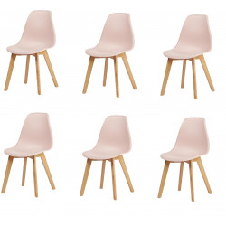 Lot de 6 chaises coques - Sacha - L 46,5 x l 53 x H 82 cm - Rose