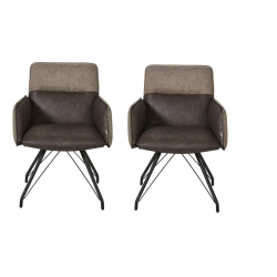 Lot de 2 chaises - Gillou - L 59,5 x l 67,5 x H 84,5 cm - Marron