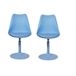 Lot de 2 chaises - Steevy - L 48,5 x P 58,5 x H 81,5 cm - Bleu