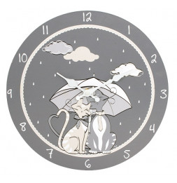 Horloge ambiance chat - 30 cm - Pendule en bois Umbrella