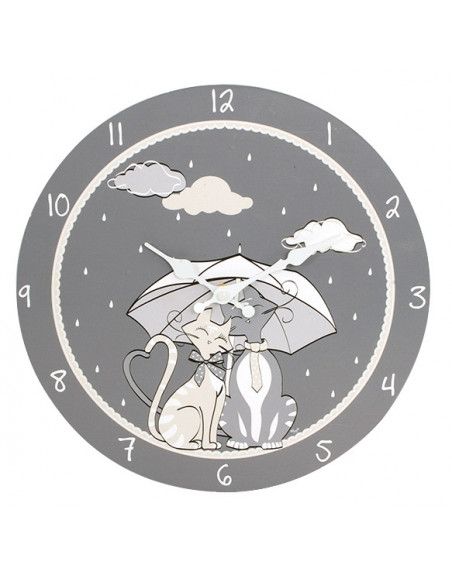Horloge ambiance chat - 30 cm - Pendule en bois Umbrella
