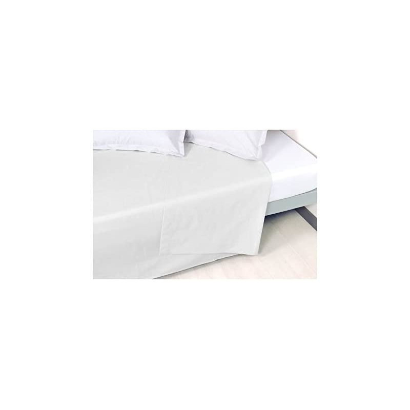 Drap plat en percale de coton - Manoir - 180 x 290 cm - Blanc neige