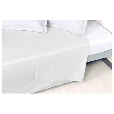 Drap plat en percale de coton - Manoir - 270 x 300 cm - Blanc neige