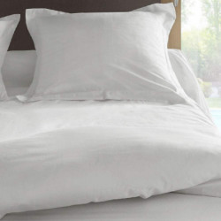 Taie d'oreiller en percale de coton - Manoir - 50 x 70 cm - Blanc neige