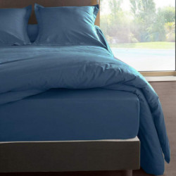Taie d'oreiller en percale de coton - Manoir - 65 x 65 cm - Bleu azur