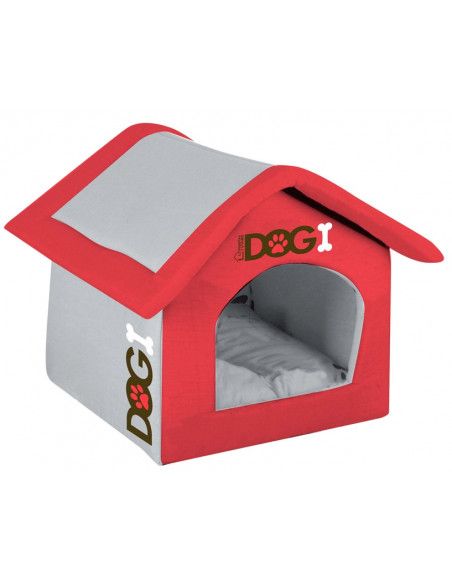 Niche pliable pour chien - 54 cm - Tissu matelassé - Rouge