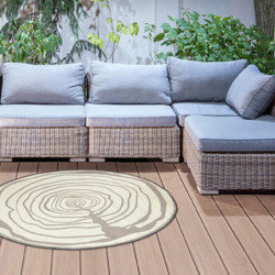 Tapis de jardin rond réversible- L 170 cm x l 170 cm x H 0,4 cm - Marron