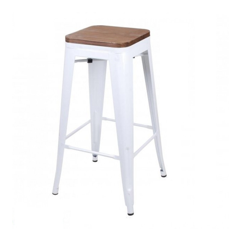 Tabouret de bar - L 42,5 cm x l 42,5 cm x H 77 cm - Blanc