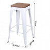 Tabouret de bar - L 42,5 cm x l 42,5 cm x H 77 cm - Blanc