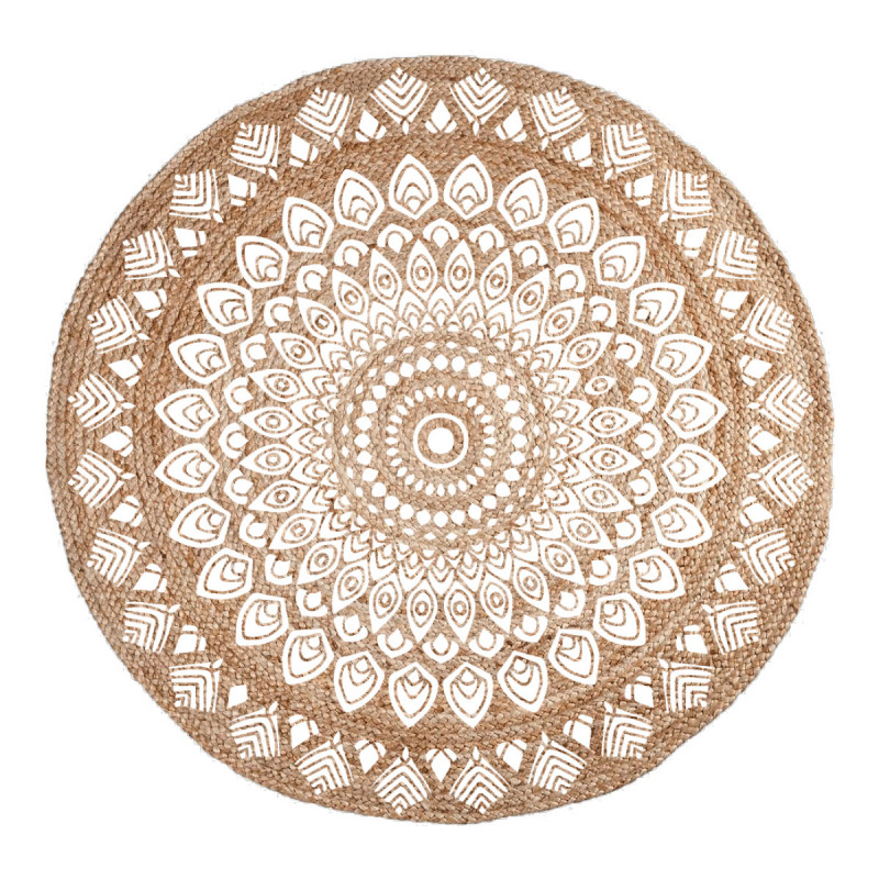 Tapis rond en jute - Slow life - D 120 cm - Beige