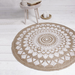 Tapis rond en jute - Slow life - D 120 cm - Beige