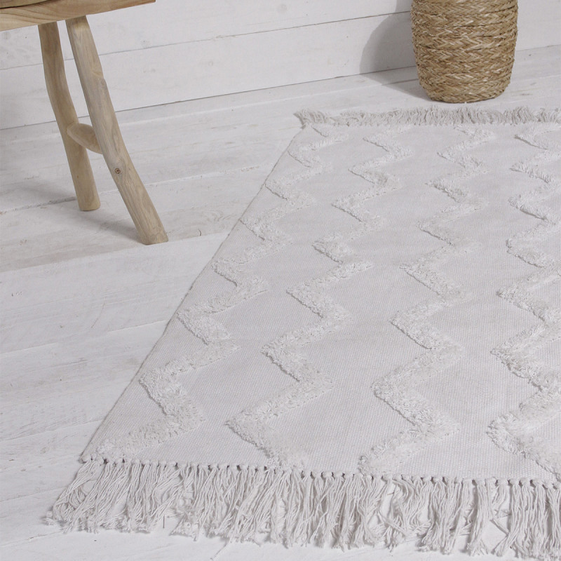 Tapis en relief tufté - Slow life - 60 x 120 cm - Blanc