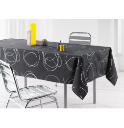 Nappe rectangulaire imprimé argent - 150 x 240 cm - Noir