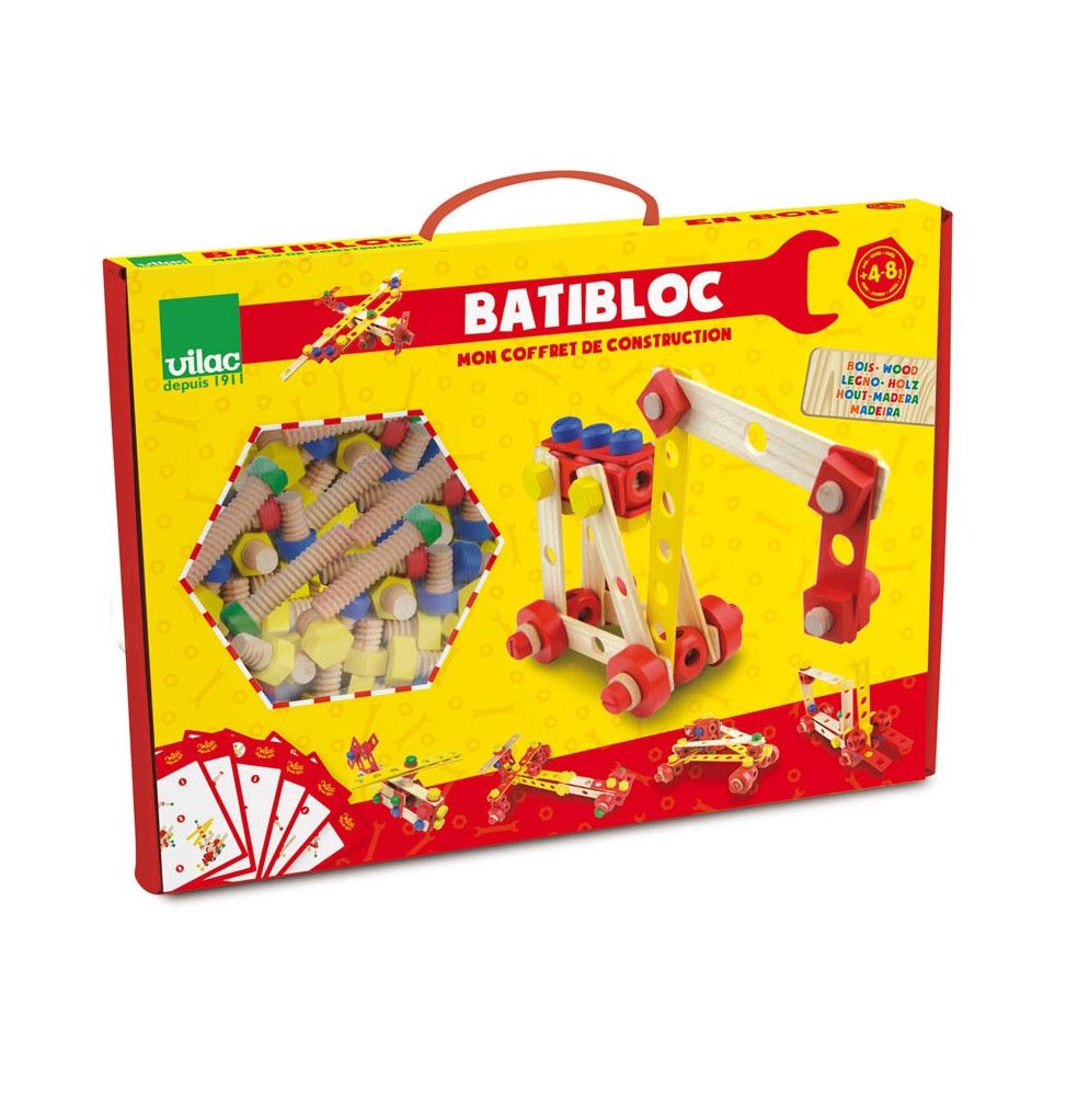 Jeu de construction 100 pièces en bois - Batibloc - 4 à 8 ans