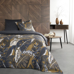 Parure de lit en coton - Teranga - l 220 x L 240 cm - Imprimé végétal