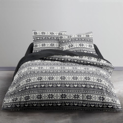 Parure de lit flanelle en coton - 240 x 260 cm - Winter - Gris