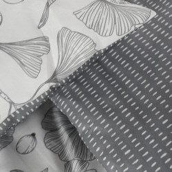 Parure de lit en coton réversible - Mawira - l 220 x L 240 cm - Imprimé floral - Gris