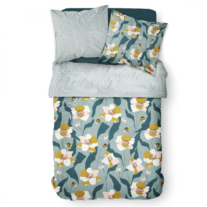 Parure de lit à motif floral - Sunshine - 220 X 240 cm - Vert