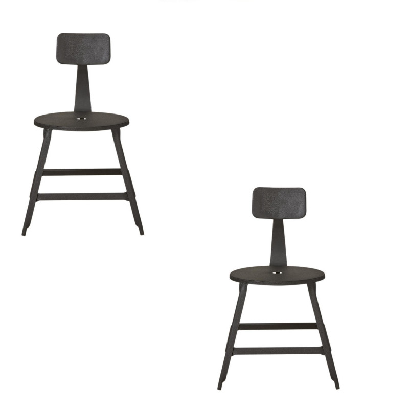 Lot de 2 chaises - L 51 x l 41 x H 83 cm - Métal - Noir