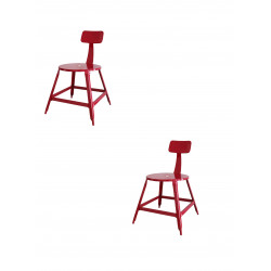 Lot de 2 chaises - L 51 x l 41 x H 83 cm - Métal - Rouge