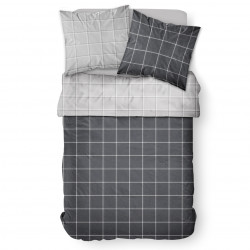 Parure de lit à carreaux - Coton - Winter - 220 X 240 cm - Gris