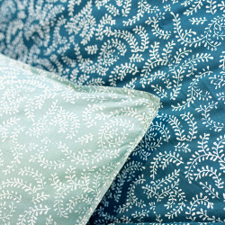 Parure de lit bohème à motif floral - Sunshine - 220 X 240 cm - Bleu et vert