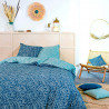 Parure de lit bohème à motif floral - Sunshine - 220 X 240 cm - Bleu et vert