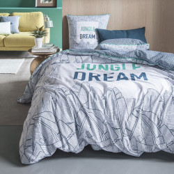 Parure de lit en coton jungle dream - 220 X 240 cm - Bleu