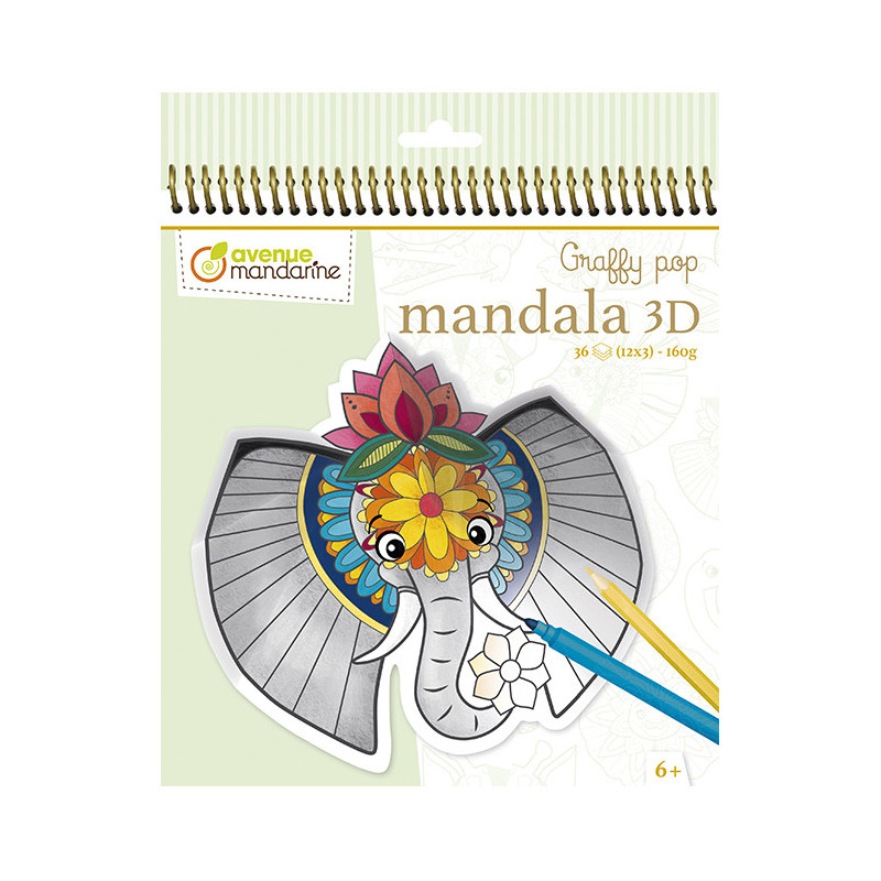 Bloc de coloriages - Graffy Pop Mandala 3D - Animaux de la savane