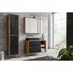 Ensemble meuble vasque + Armoire miroir + Grande armoire - 100 cm - Hampton Concrete