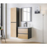 Ensemble meuble vasque + Miroir + Grande armoire - 60 cm - Monako Grey Oak