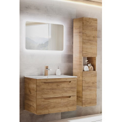 Ensemble meuble vasque + Grande armoire + Miroir LED - 60 cm - Aruba Craft