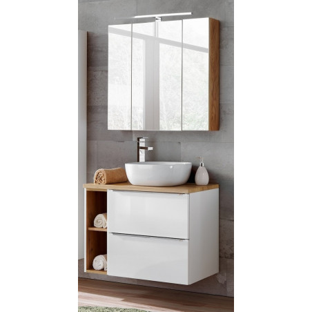 Ensemble meuble vasque + Armoire miroir - 80 cm - Capri White