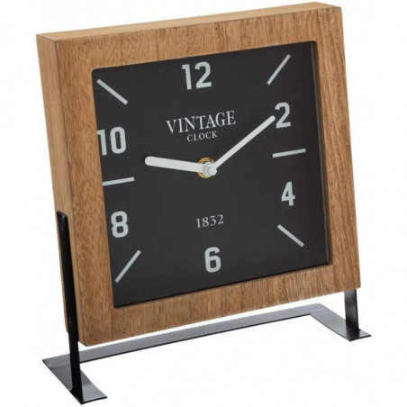 Horloge à poser - L 20 x P 8 x H 23,1 cm - Bois - Marron et noir