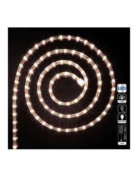 Tube lumineux guirlande à LED 6m - Blanc chaud - 8 fonctions