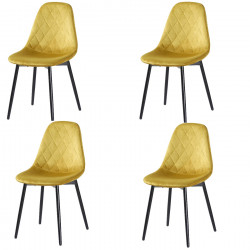 Lot de 4 chaises en velours - Honfleur - L 51,5 x l 45 x H 86 cm - Jaune