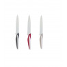 Lot de 3 couteaux en céramique - 1,5 x 23 x 2,3 cm - Taupe/Gris/Rouge