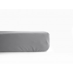 Drap housse en percale de coton - Manoir - 80 x 200 cm - Acier