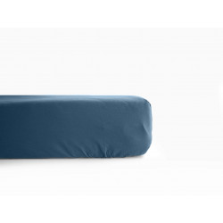 Drap housse en percale de coton - Manoir - 160 x 200 cm - Bleu marine