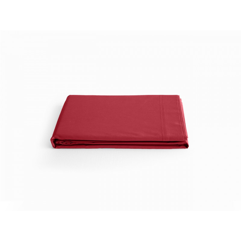 Drap plat en percale de coton - Manoir - 180 x 290 cm - Rubis