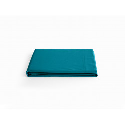 Drap plat en percale de coton - Manoir - 180 x 290 cm - Bleu paon