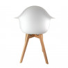 Lot de 4 fauteuils Scandinaves avec accoudoirs | H 85 x P 60,5 x L 62 cm | Pieds en bois brut | Blanc