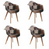 Lot de 4 Fauteuils Cuir Synthétique| Scandinave Patchwork Marron et Gris |H 84 x P 59 x L 62 cm| Multicouleurs