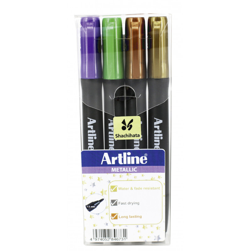 Boite de 4 boîtes de marqueurs permanents métallique- ARTLINE - "Supreme EPF-790 W4" - 4 coloris différents
