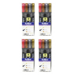 Lot de 4 boîtes de marqueurs permanents métallique- ARTLINE - "Supreme EPF-790 W4" - 4 coloris métalliques