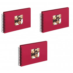 Lot de 3 Albums classique à spirales - WALTHER "Fun" - 17 x 23 cm - Rouge